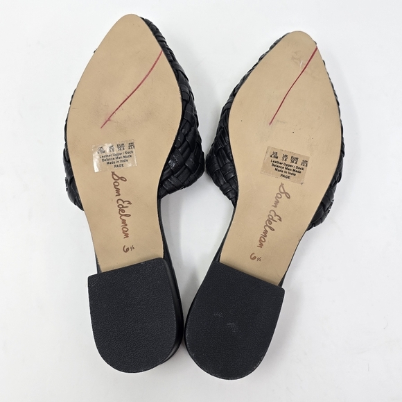 NWOT Sam Edelman Page Mule Woven Leather Almond Toe 6.5 Black - Picture 9 of 10